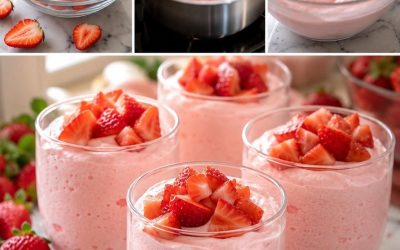 Deze aardbeienmousse is gewoonweg onweerstaanbaar – fris, luchtig en met een intense en natuurlijke aardbeiensmaak. Je hoeft hem niet te bakken, hij is binnen enkele minuten klaar en perfect te serveren in individuele glaasjes om indruk te maken op je gasten.