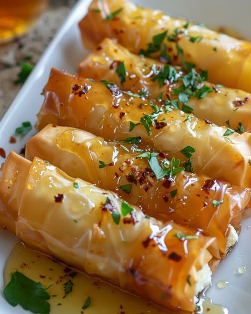 Ovengebakken feta-kaasrolletjes met chili-honing Recept in de re