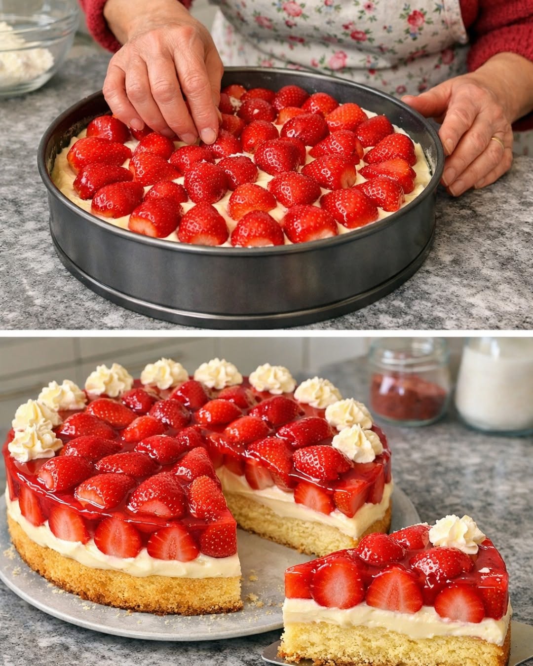 Tort de căpșuni cu cremă de vanilie – fructat, cremos și pur și simplu perfect😍🍓🍰