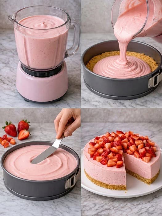 Cheesecake cu căpșuni fără coacere