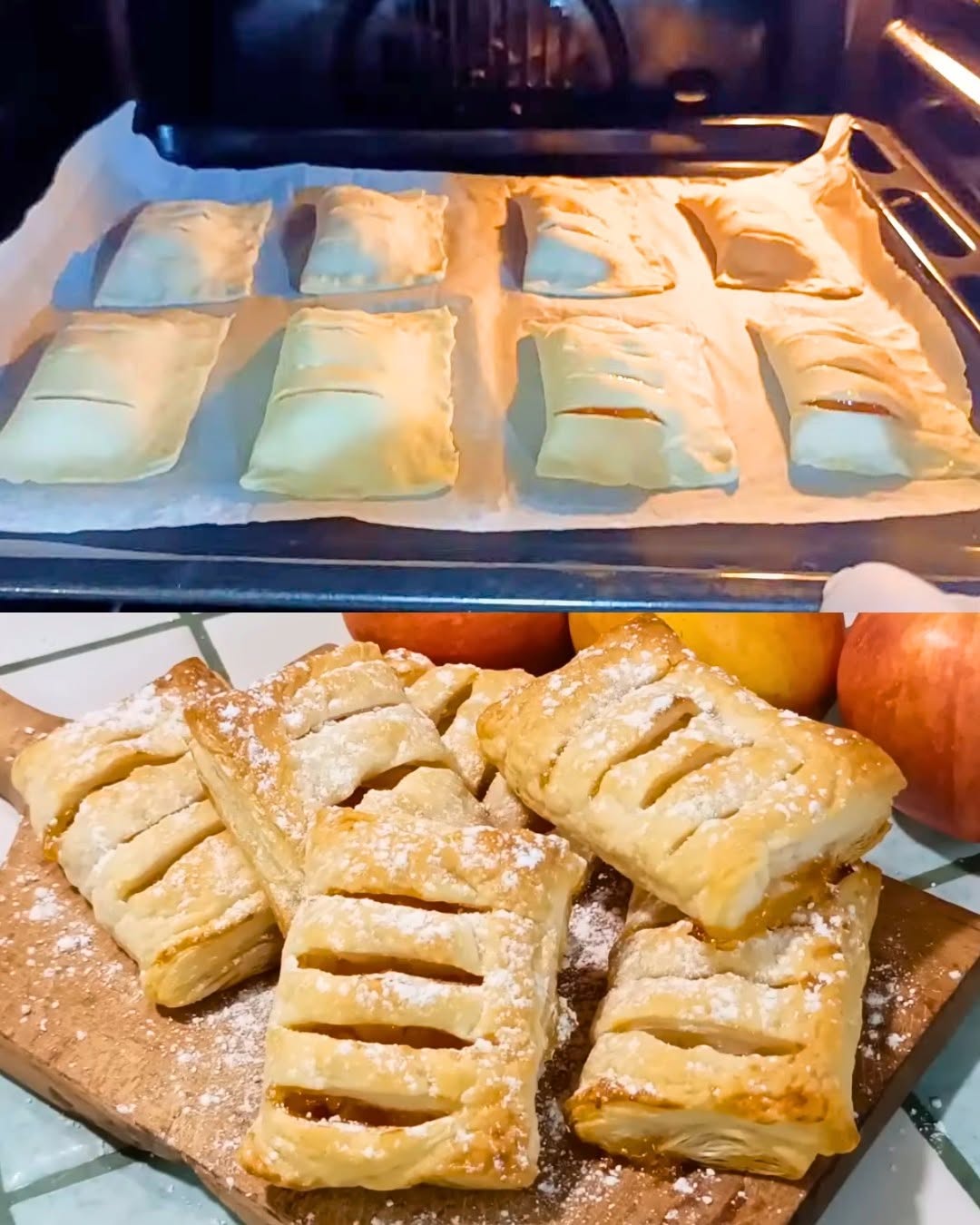 Rulouri de foietaj cu mere – o patiserie simplă și crocantă