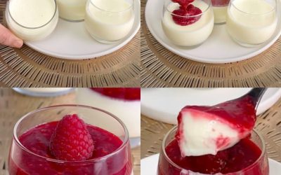 Budincă de vanilie cu coulis de zmeură