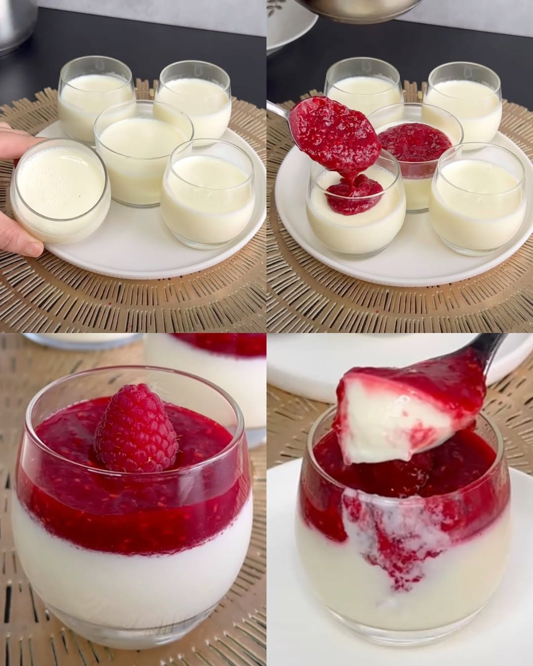 Budincă de vanilie cu coulis de zmeură