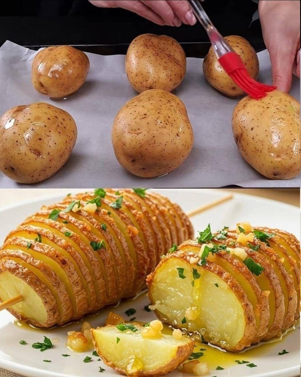 Cartofi copți cu usturoi și ierburi aromatice