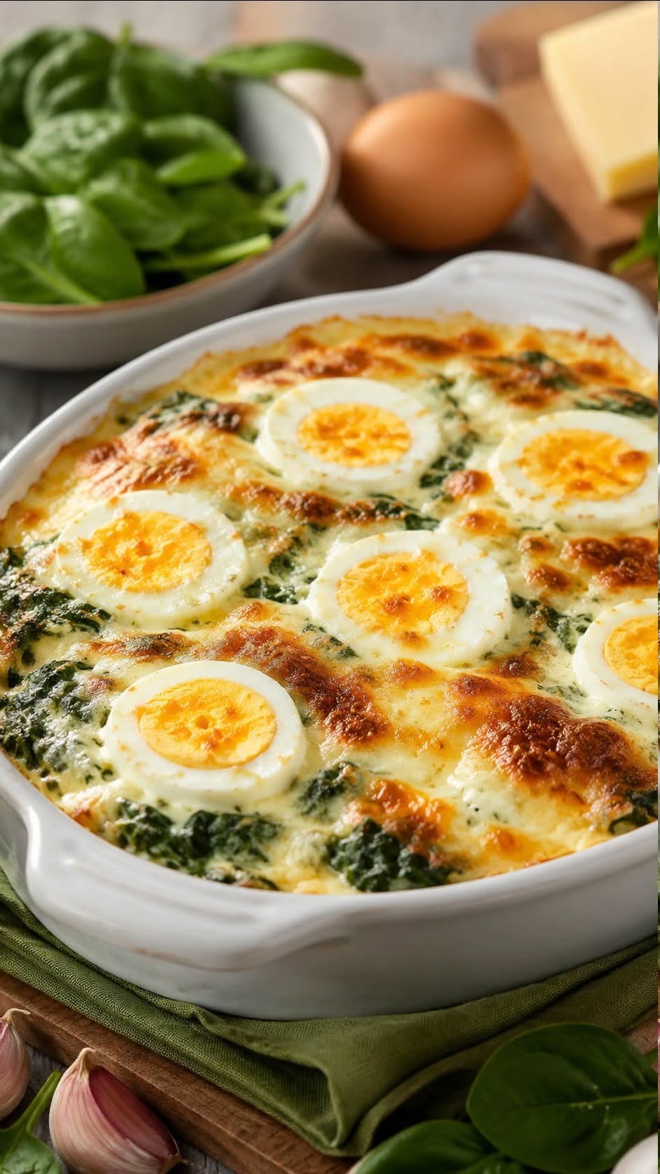 Gratin de spanac cu ou