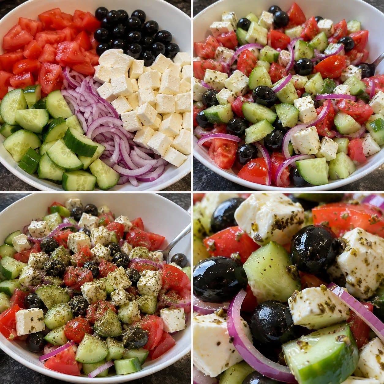Salată grecească de fermier – Salată clasică cu brânză feta și măsline