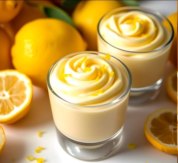 Mousse de lămâie în pahare mici