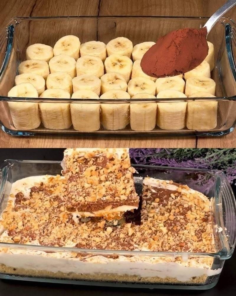 Prajitura de fursecuri cu ciocolata si banane