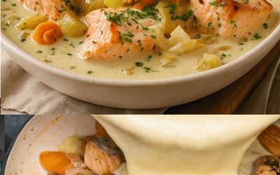 Blanquette de somon cu praz și morcovi 🥕🐟 O mâncare ușoară, cremoasă și gustoasă… ușor de preparat și perfectă pentru întreaga familie