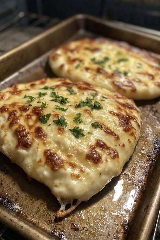 Pâine Naan cu usturoi și brânză